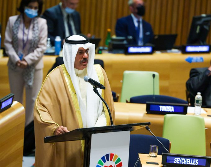 ممثل سمو أمير البلاد سمو رئيس مجلس الوزراء يلقي كلمة الكويت في (قمة تحويل التعليم) في الأمم المتحدة